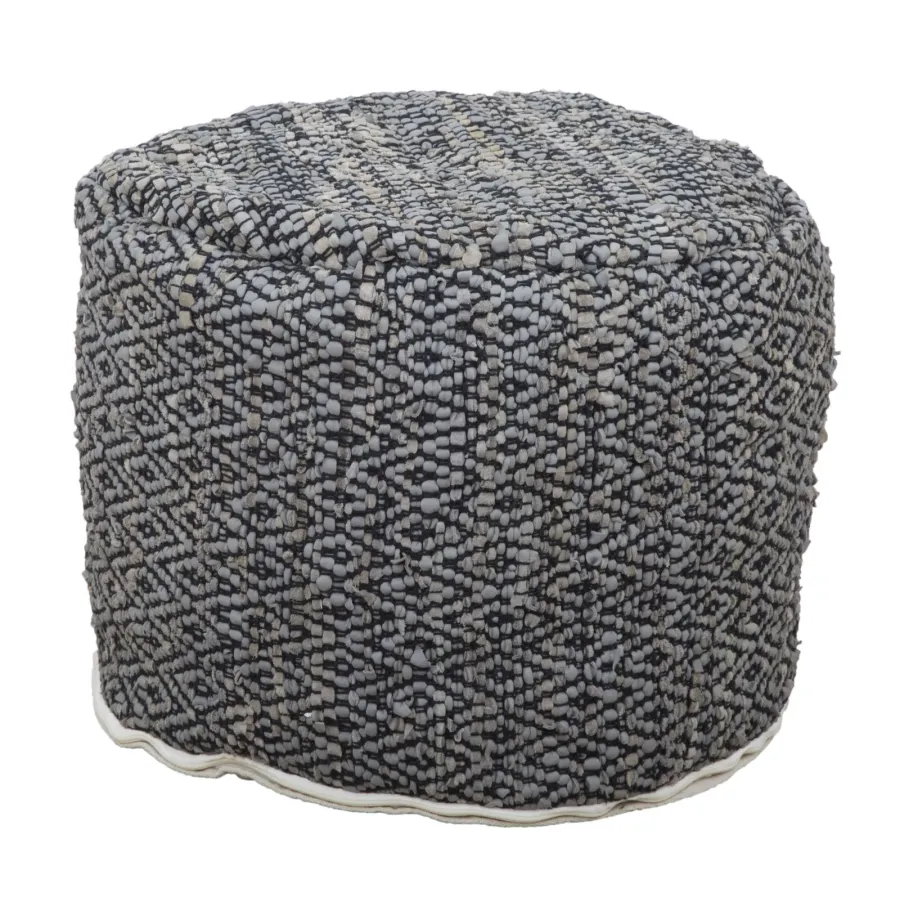 PUFF DAMASCEK OKRĄGŁY 50X50X40 cm (90% SKÓRA / 10% BAWEŁNA)